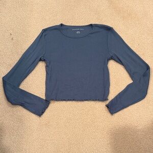 American Eagle Outfitters Ribbed Blue Top